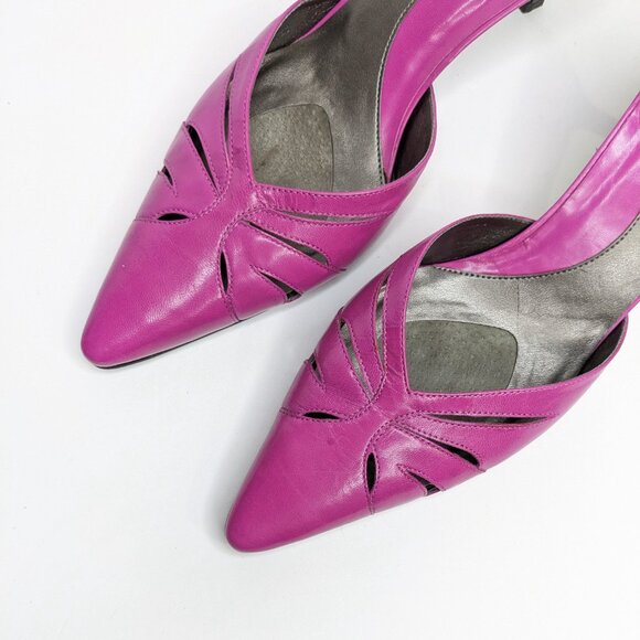 Gianni Bini Kitten Heel Womens 8.5 Bright Purple Slide On Pointy Toe Y2K Shoes - Picture 2 of 7